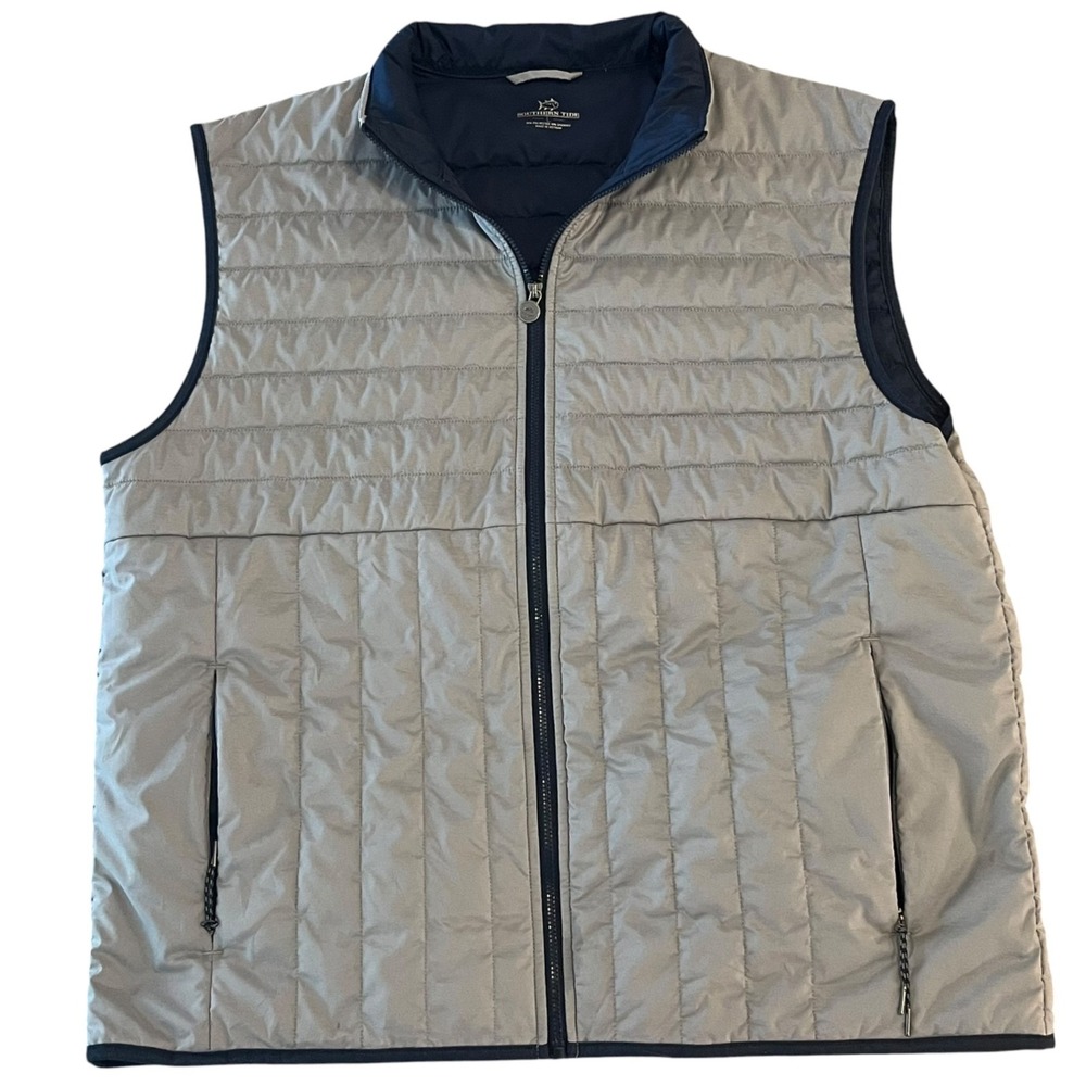 Southern Tide Greenwood Vest Mens Large Steel Packable Quilted Performance‎